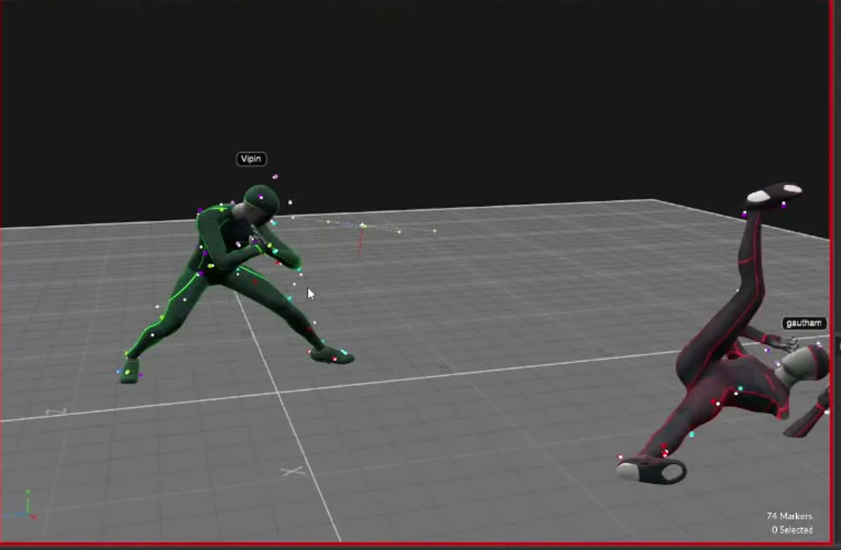 Two performers solved at once in OptiTrack Motive